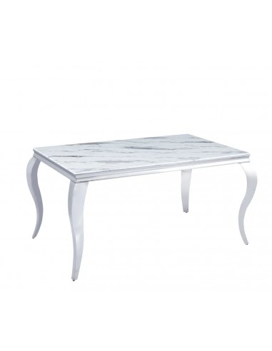 Table à manger BAROQUE 4 à 6 couverts pieds chrome plateau en verre 150x90 cm ouvre sa boutique