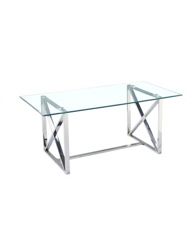 Table à manger KENSY 6 à 8 personnes verre transparent 180x90 cm En savoir plus