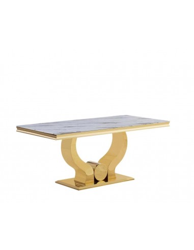 Table à manger TROFY 4 à 6 personnes Gold verre 150x90 cm Profitez des Offres !