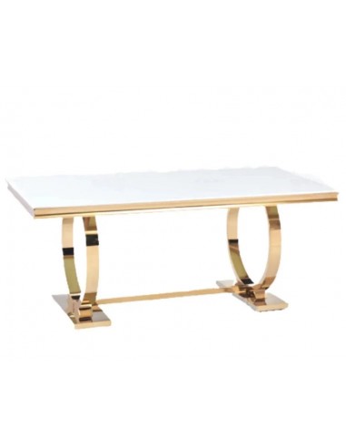 Table à manger 6 à 8 personnes OMEGA Gold verre 180x90 cm Paris Déstockage Promo