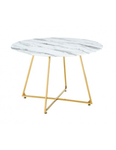 Table à manger ronde 4 personnes HELOISE Gold et plateau en verre D120 cm l'achat 