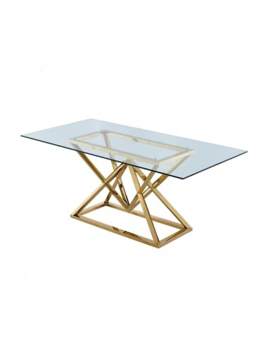 Table à manger PYRAMIDE plateau en verre et structure en Gold pour 4 à 8 personnes Véritable concentré