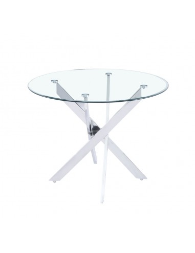 Table à manger ronde JESSICA chrome 100 cm 4 couverts votre