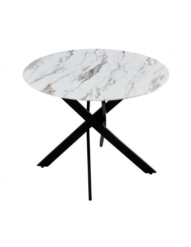 Table a manger ronde JESSICA Métal noir XXL 120 cm 4 couverts les ctes