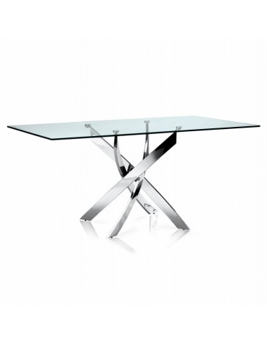 Table Repas JESSICA Chrome et plateau en verre 150 cm 4 à 6 couverts acheter