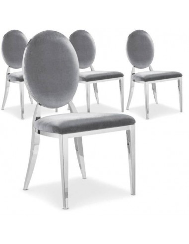 Lot de chaises MEDAILLON en chrome et velours pas cher