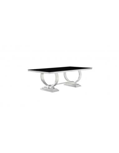 Table Basse Omega Chrome plateau verre 120x70 cm brillant des détails fins