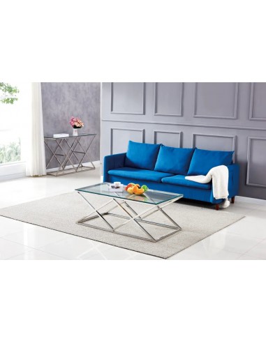 Table Basse TRIANGLE Chrome et plateau en verre 120x60 cm meilleur choix