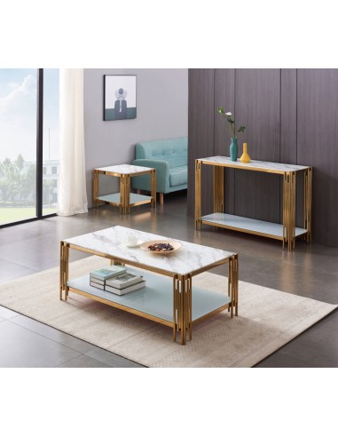 Table Basse FLUTE Gold et plateau en verre 120x60x45 cm 2 - 3 jours ouvrés.