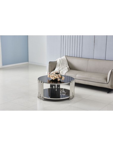 Table Basse ronde STICK Chrome et plateau en verre D90 H45 cm Venez découvrir notre 