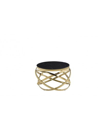 Table Basse EVOL structure Gold et plateau en verre D 60cm pas cheres