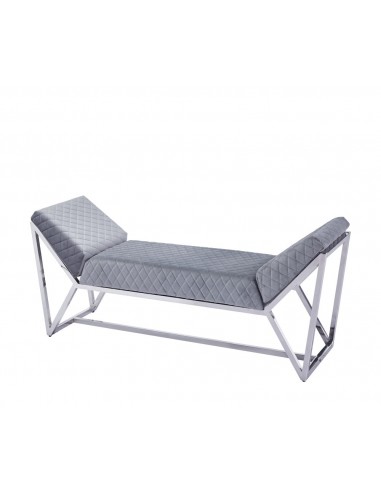 Banquette LOUNGE XXL Chrome en velours Gris pas cher 