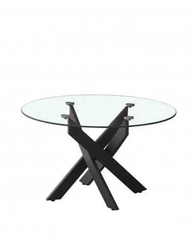 Table basse ronde JESSY pieds métal noir et plateau en verre 80 cm prix