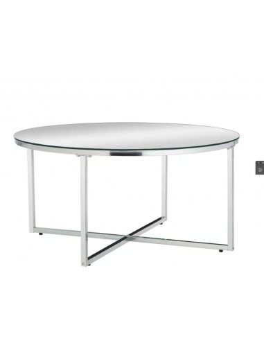 Table basse ronde LORIE chrome plateau en verre D90 cm Profitez des Offres !