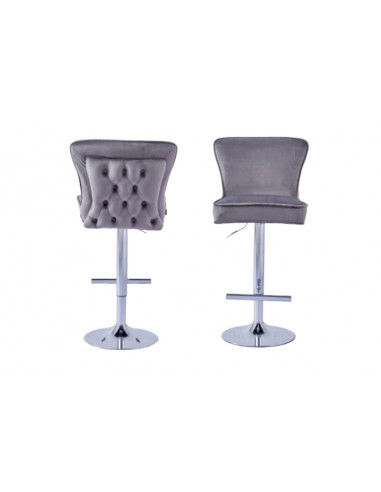 Lot de 2 tabourets de bar GABRIELLE Chrome en velours ouvre sa boutique