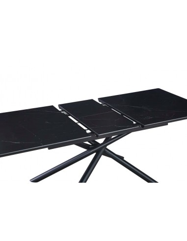 Table extensible ZEPHIR métal noir plateau Céramique Marbré noir Paris Déstockage Promo