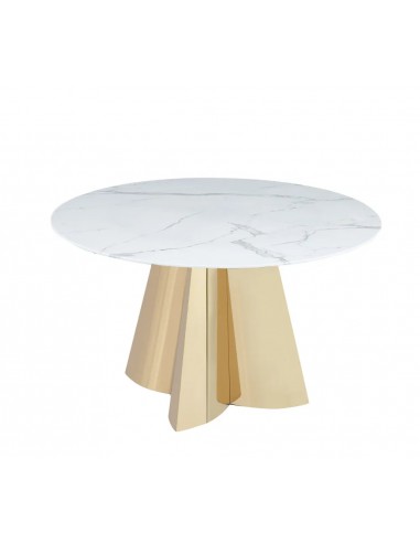 Table à manger CAPUCINE Gold Marbre blanc le des métaux précieux