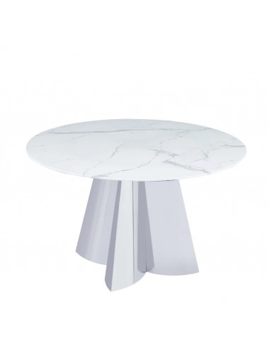 Table à manger CAPUCINE Chrome Marbre blanc plus qu'un jeu 