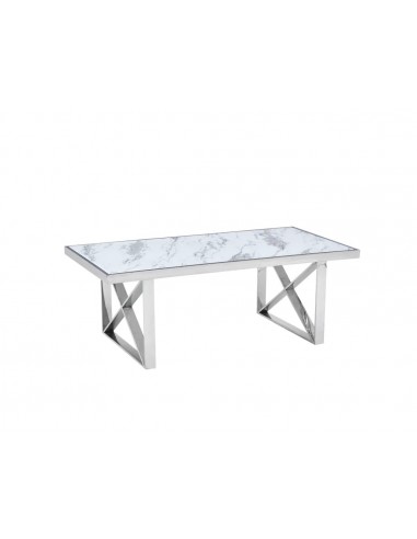 Table repas LEVANTO chrome plateau en verre trempé online