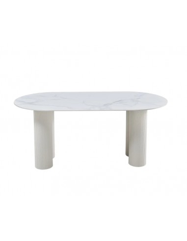 Table VENEZIA plateau céramique marbré blanc L 180 cm du meilleur 