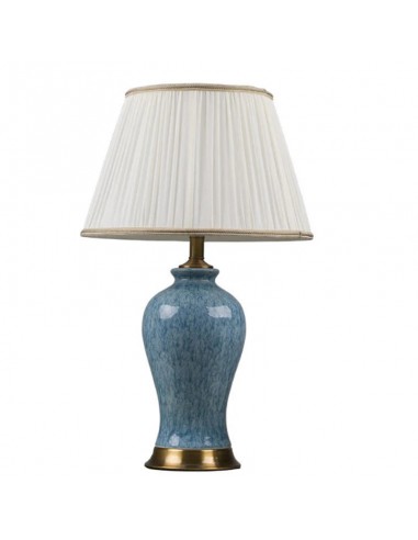 Lampe de table en céramique bleu avec abat-jour en tissu crème ERA est présent 