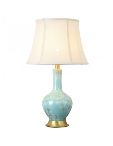 Lampe de Table en céramique bleu clair à motif avec abat-jour en tissu BOLD solde