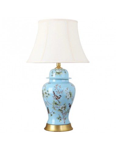 Lampe de Table en céramique bleu à motif fleuri avec abat-jour en tissu VIOLET Voir les baskets