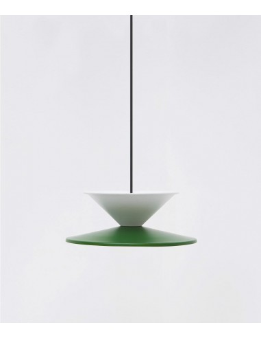 Suspension "Milano" double, vert sapin et blanc, câble noir shop