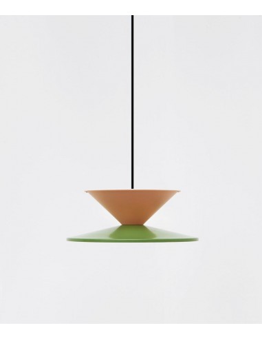 Suspension "Milano" double, rose et vert sauge, câble noir pas chere