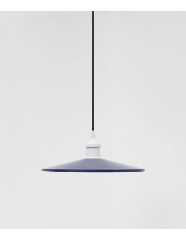 Suspension "Milano" simple évasée, blanc et bleu outremer, câble noir paiement sécurisé