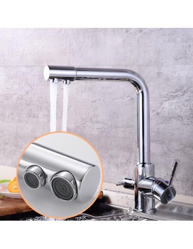 Robinet cuisine évier purificateur d’eau 3 voies - Argenté - Laiton plus qu'un jeu 