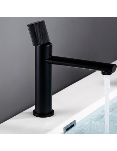 Robinet lavabo salle de bain poignée ronde travaillée - Noir - Laiton le concept de la Pate a emporter 