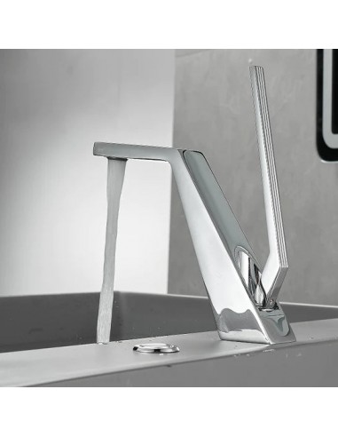 Robinet salle de bain lavabo mitigeur design contemporain - Argenté de pas cher