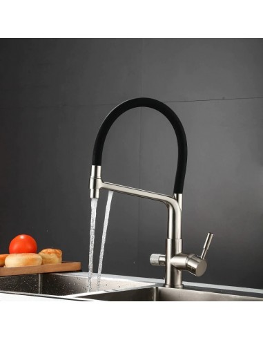 Robinet cuisine évier flexible double robinet purificateur d'eau - Argenté - Laiton Les êtres humains sont 