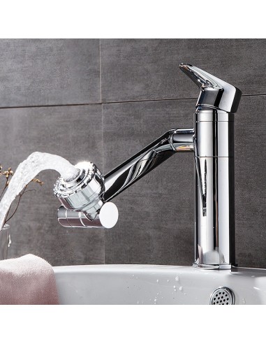 Robinet lavabo salle de bain pivotant rotatif multijet - Argenté - Laiton En savoir plus