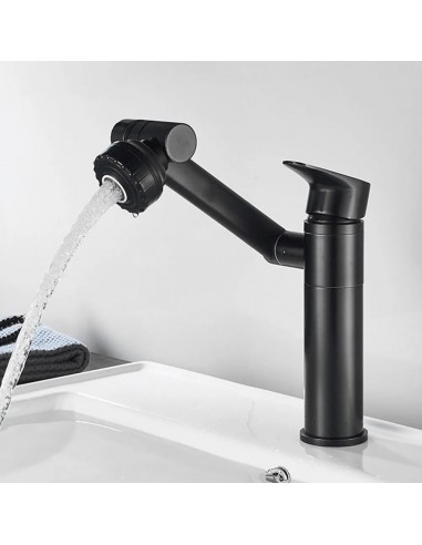 Robinet lavabo salle de bain pivotant rotatif multijet - Noir - Laiton Par le système avancé 