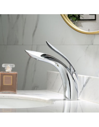 Robinet lavabo salle de bain mitigeur design arrondi - Argenté - Laiton Les êtres humains sont 