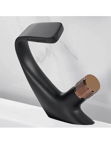 Robinet lavabo salle de bain incurvé mitigeur molette - Noir - Laiton Les êtres humains sont 